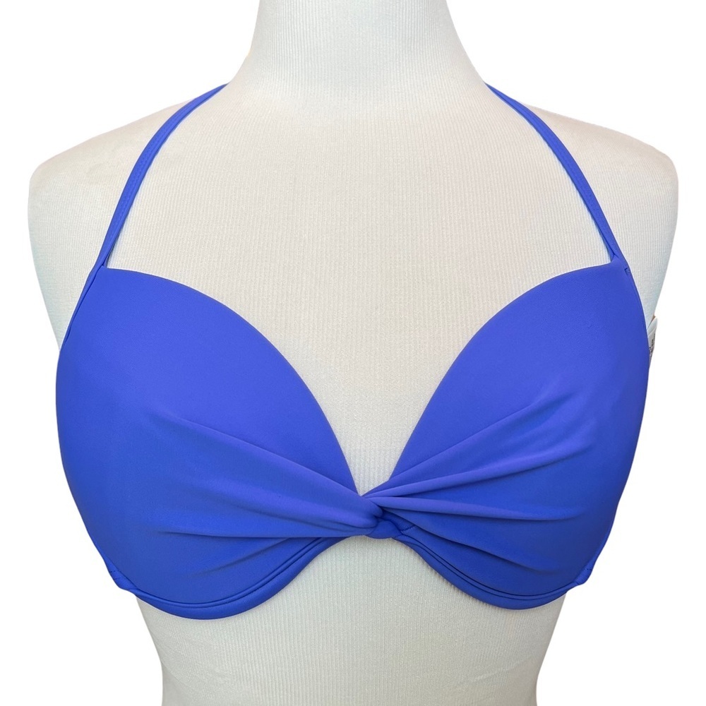NWT California Waves D/DD Twist-Front Bikini Top Padded Push-Up Underwire Jrs